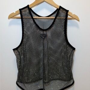 Black Rhinestone Crop Top